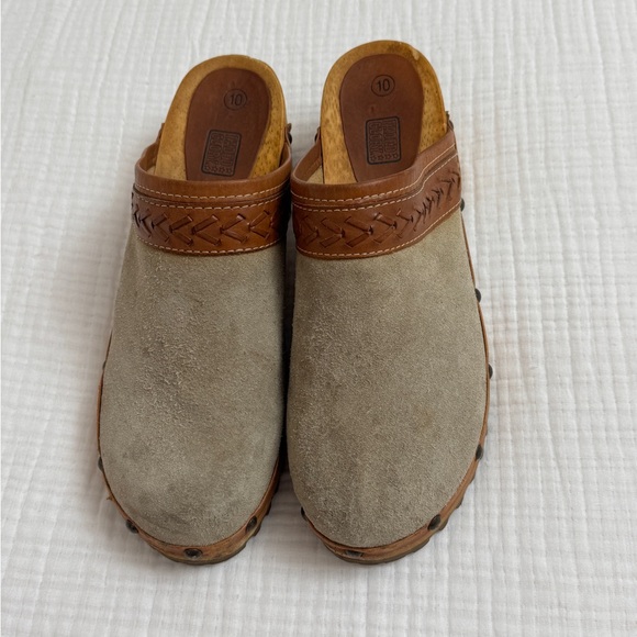 Vintage 90’s Y2K Faded Glory Suede Leather Chunky Slip On Wooden Clogs Size 10 - Picture 13 of 15